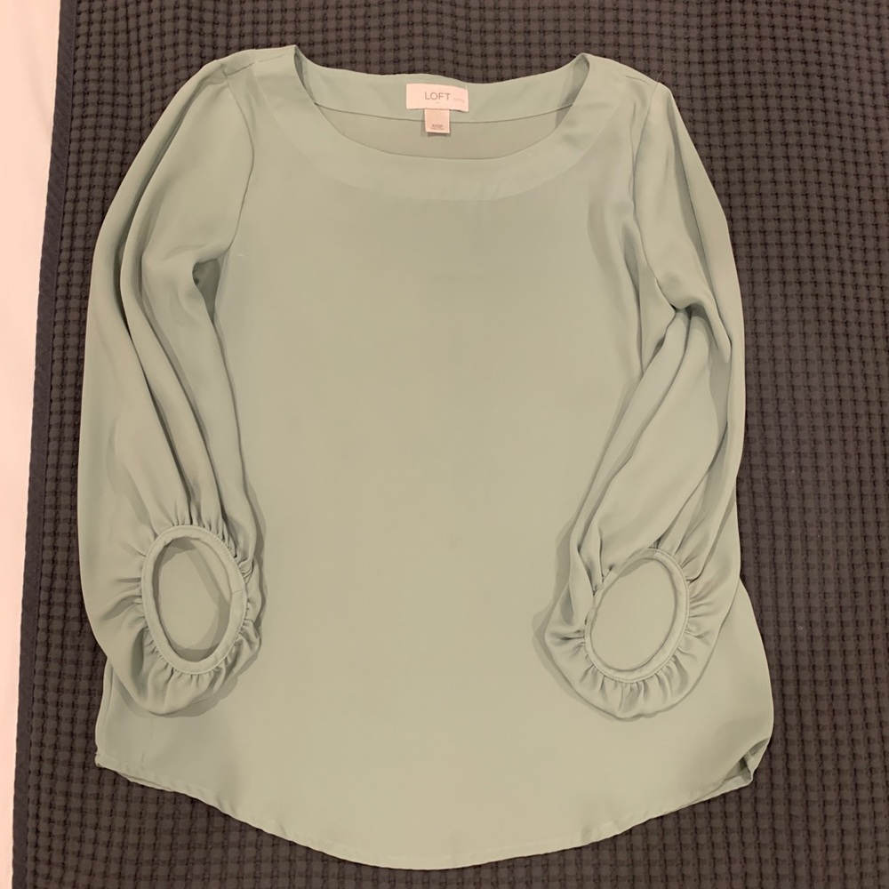 LOFT Pistachio Cuffed Blouse